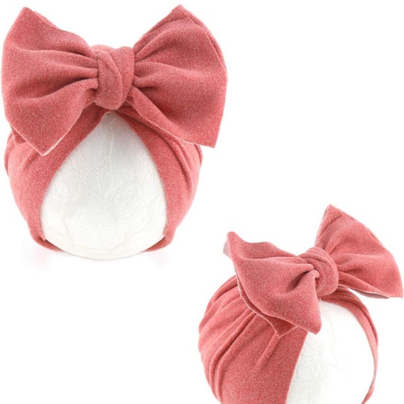 Baby Girl Bow Turban and Bandana Bib Set - Picture 4 of 9